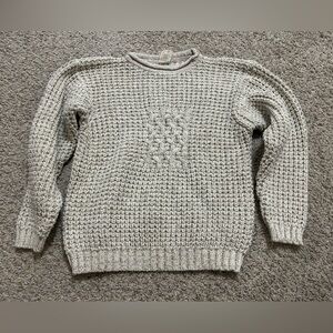 Hanna Andersson Knit Kids Sweater Girls Size 150 12 Tan Beige Cotton Crew Neck